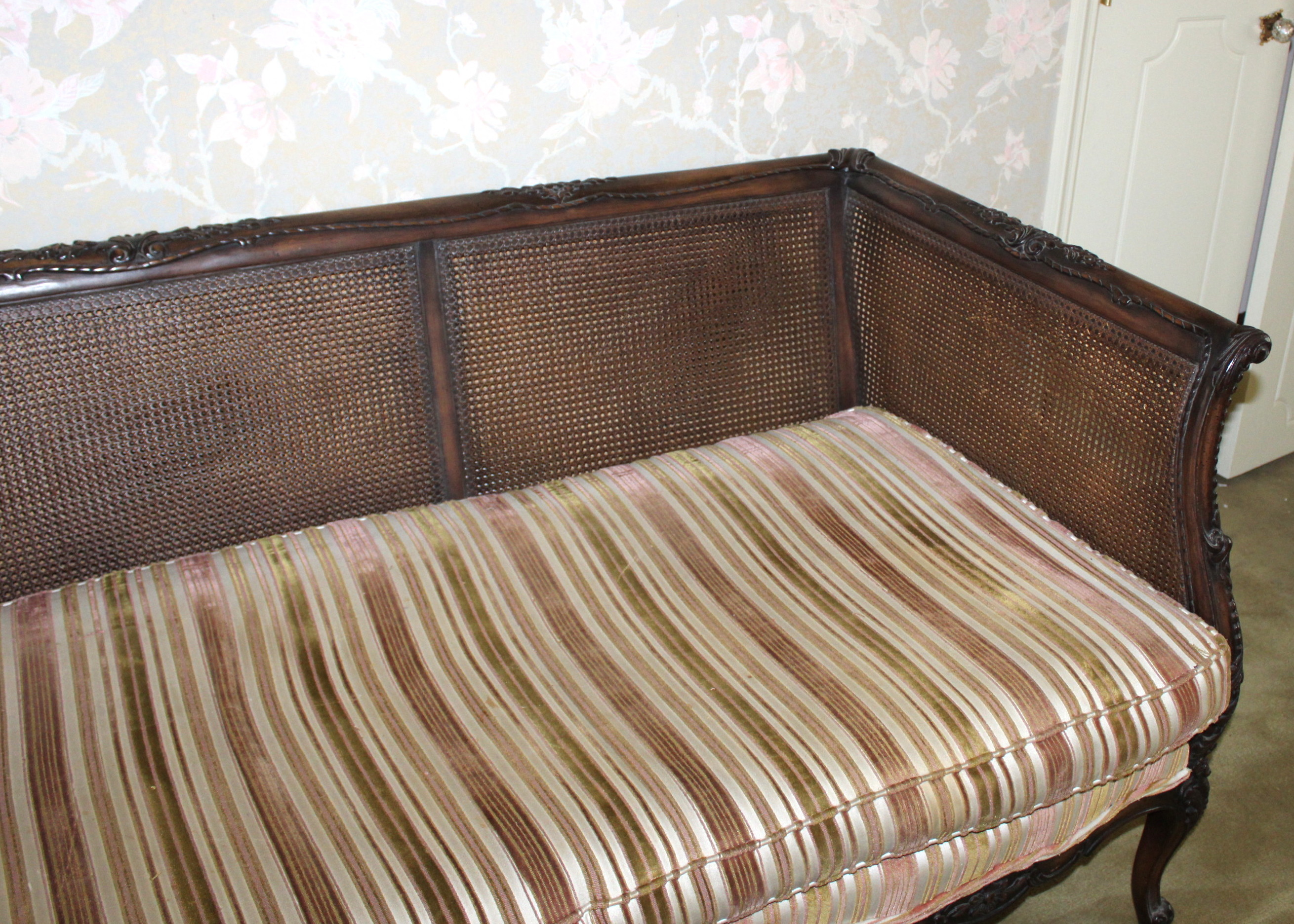 Antique Victorian Cane-Back Sofa