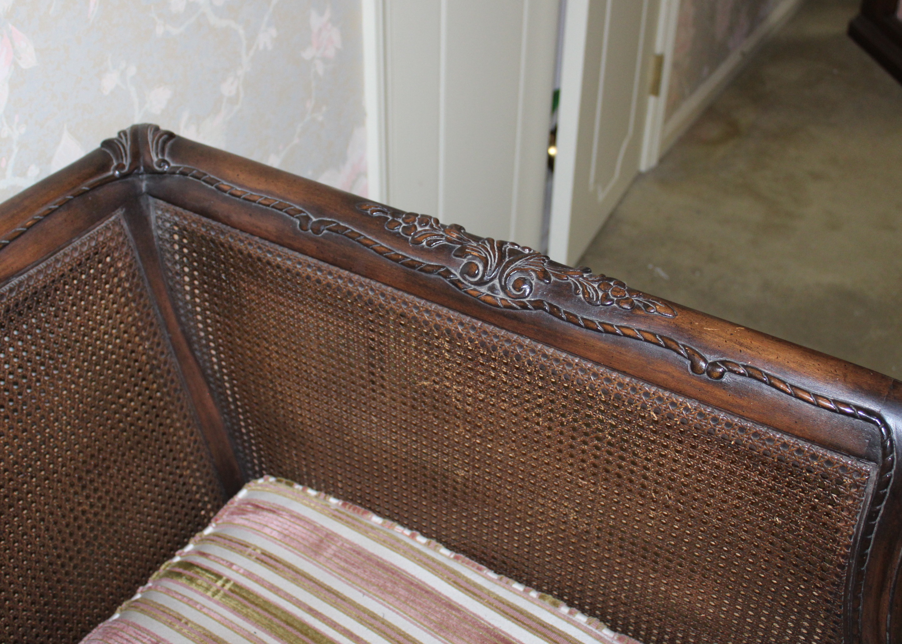 Antique Victorian Cane-Back Sofa