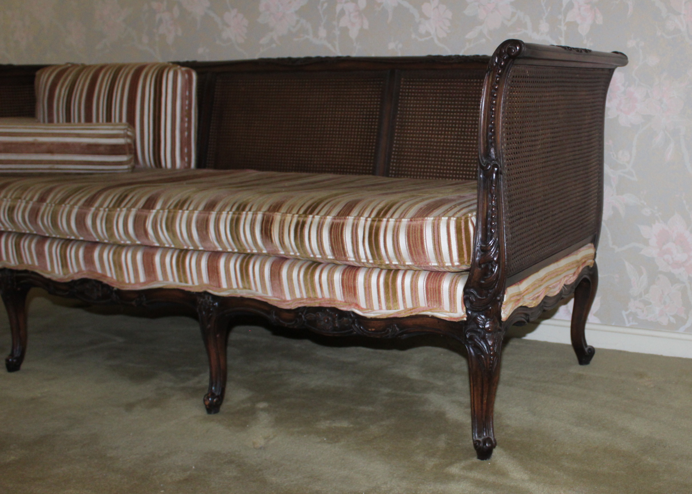 Antique Victorian Cane-Back Sofa