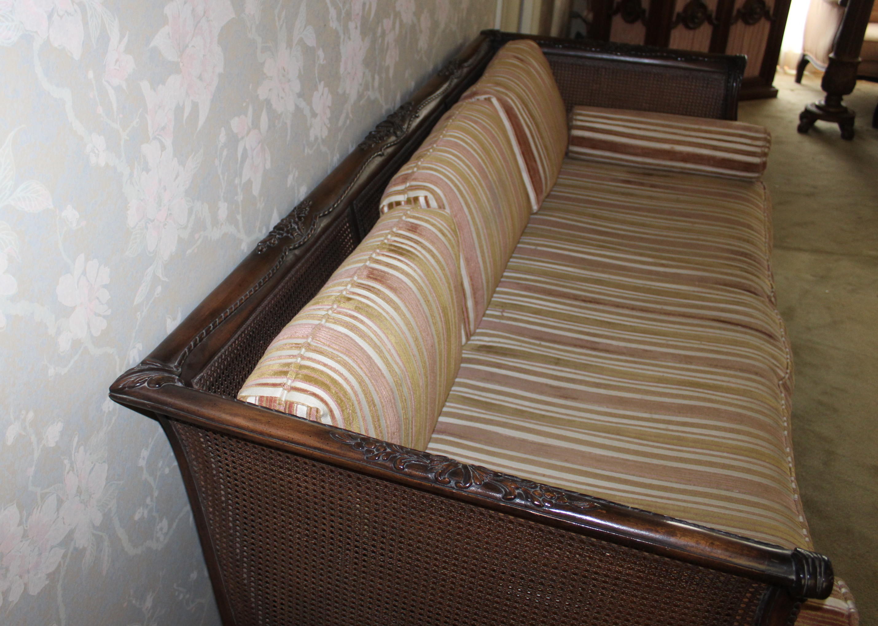 Antique Victorian Cane-Back Sofa