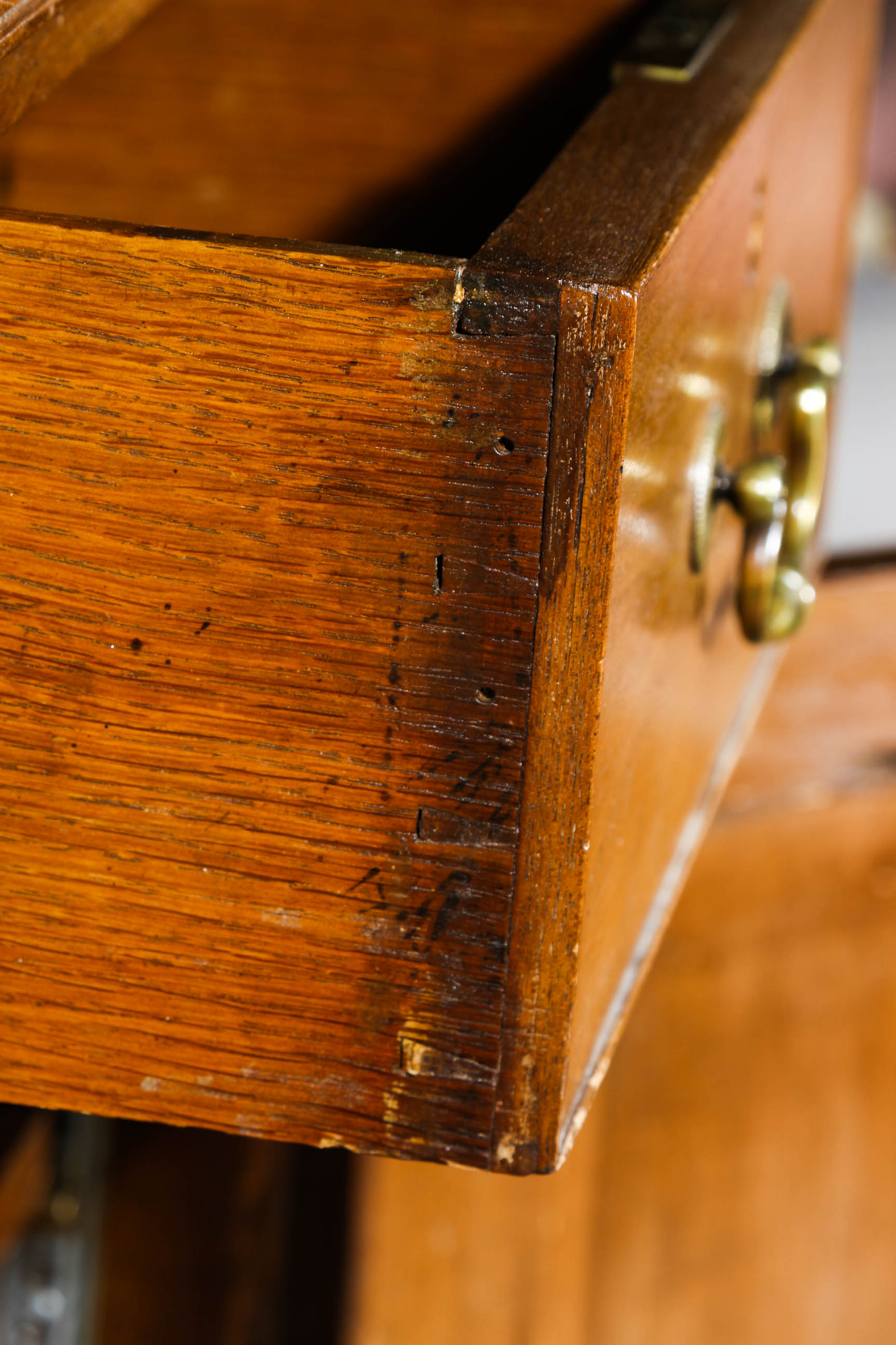 Vintage Poplar Double Sided Pedestal Desk