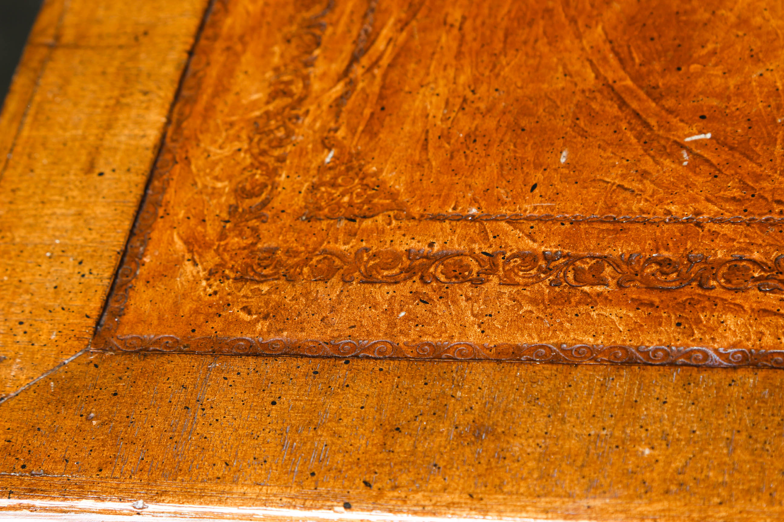 Vintage Poplar Double Sided Pedestal Desk