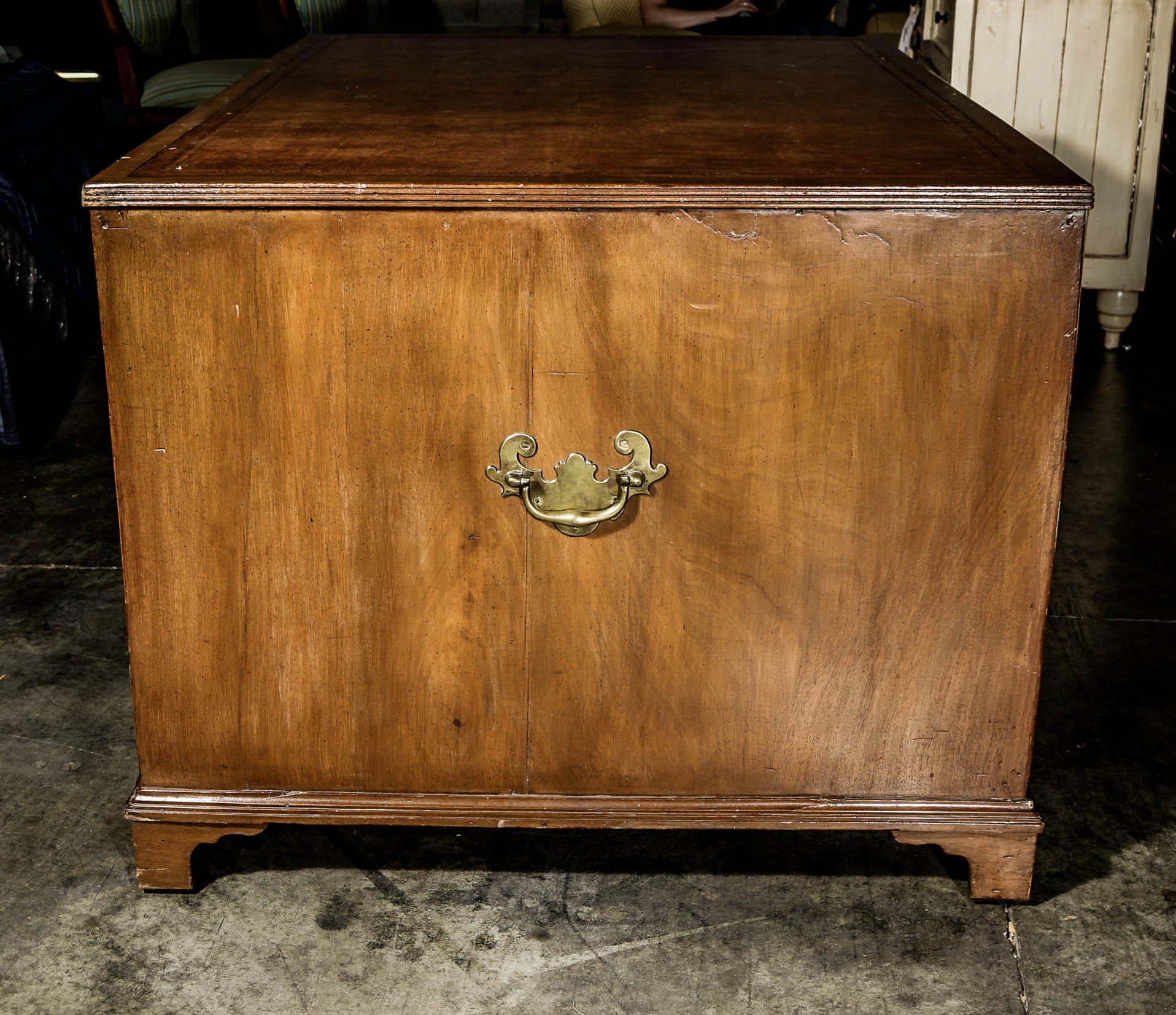 Vintage Poplar Double Sided Pedestal Desk
