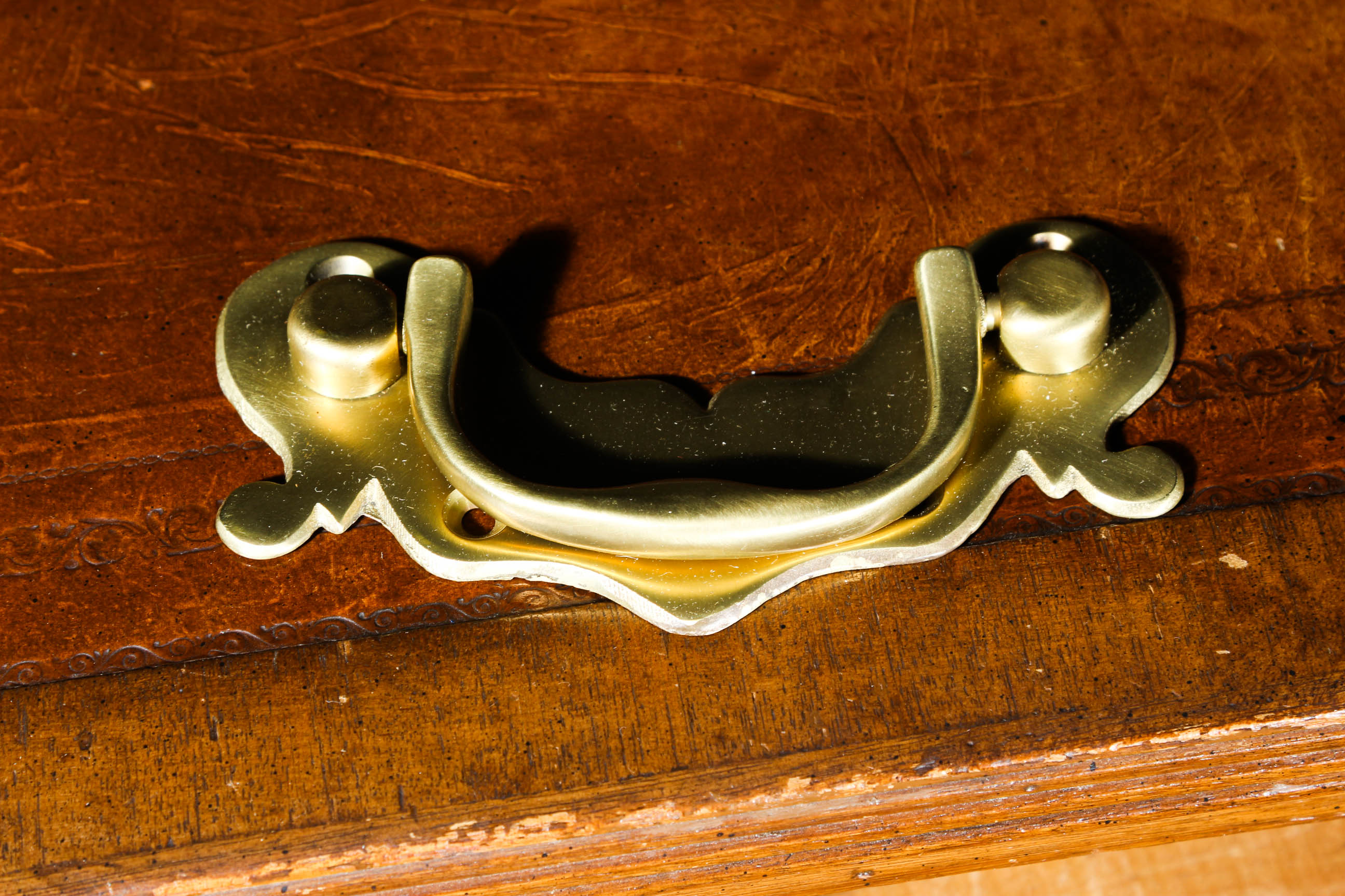 Vintage Poplar Double Sided Pedestal Desk