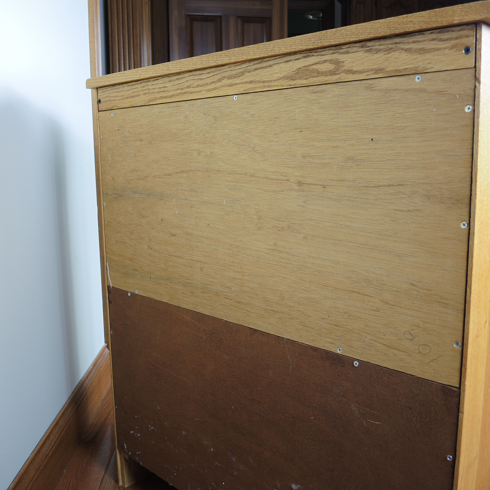 White Clad Oak Ice Chest Style Cabinet