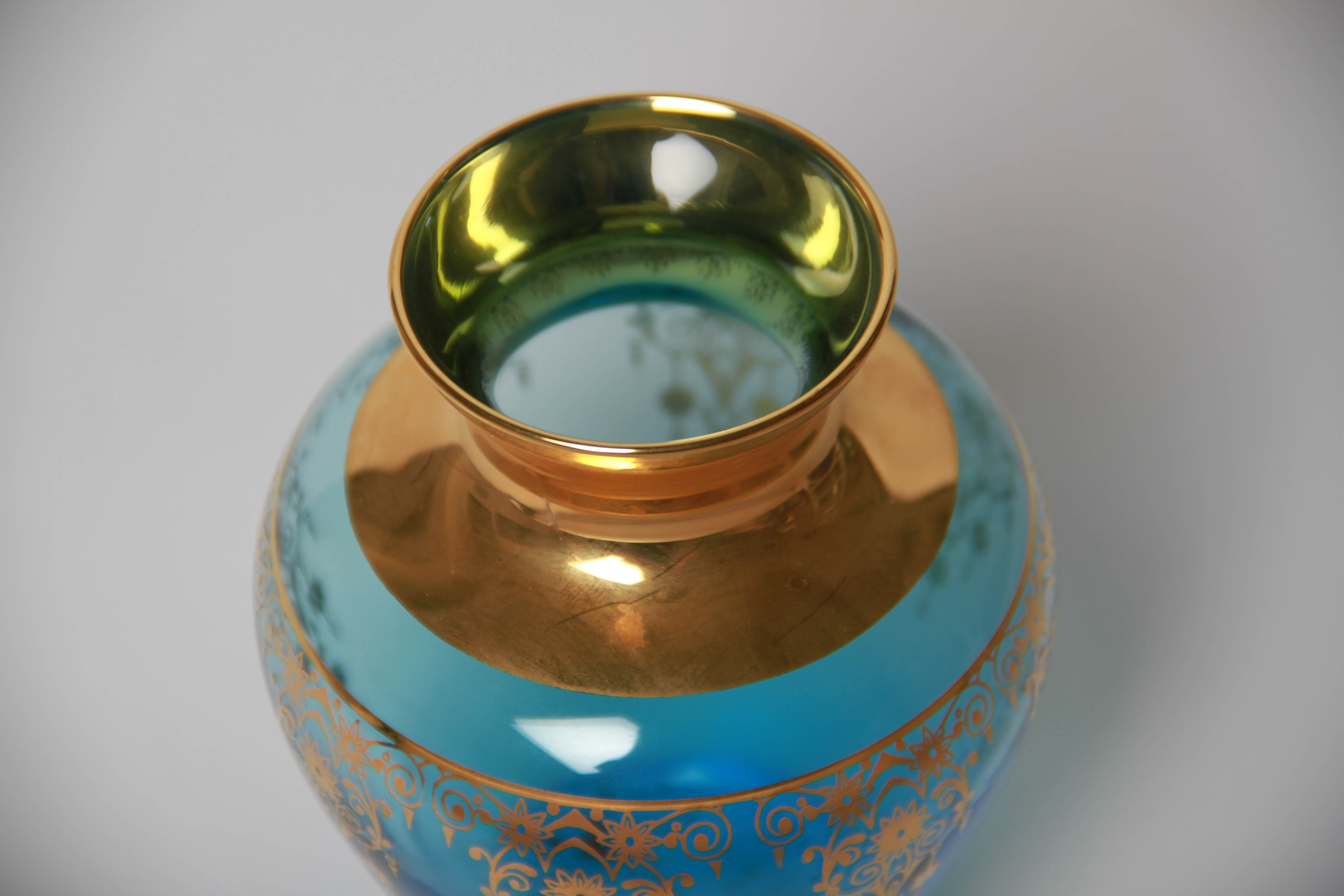 Glass Vases with Gold Tone Accents