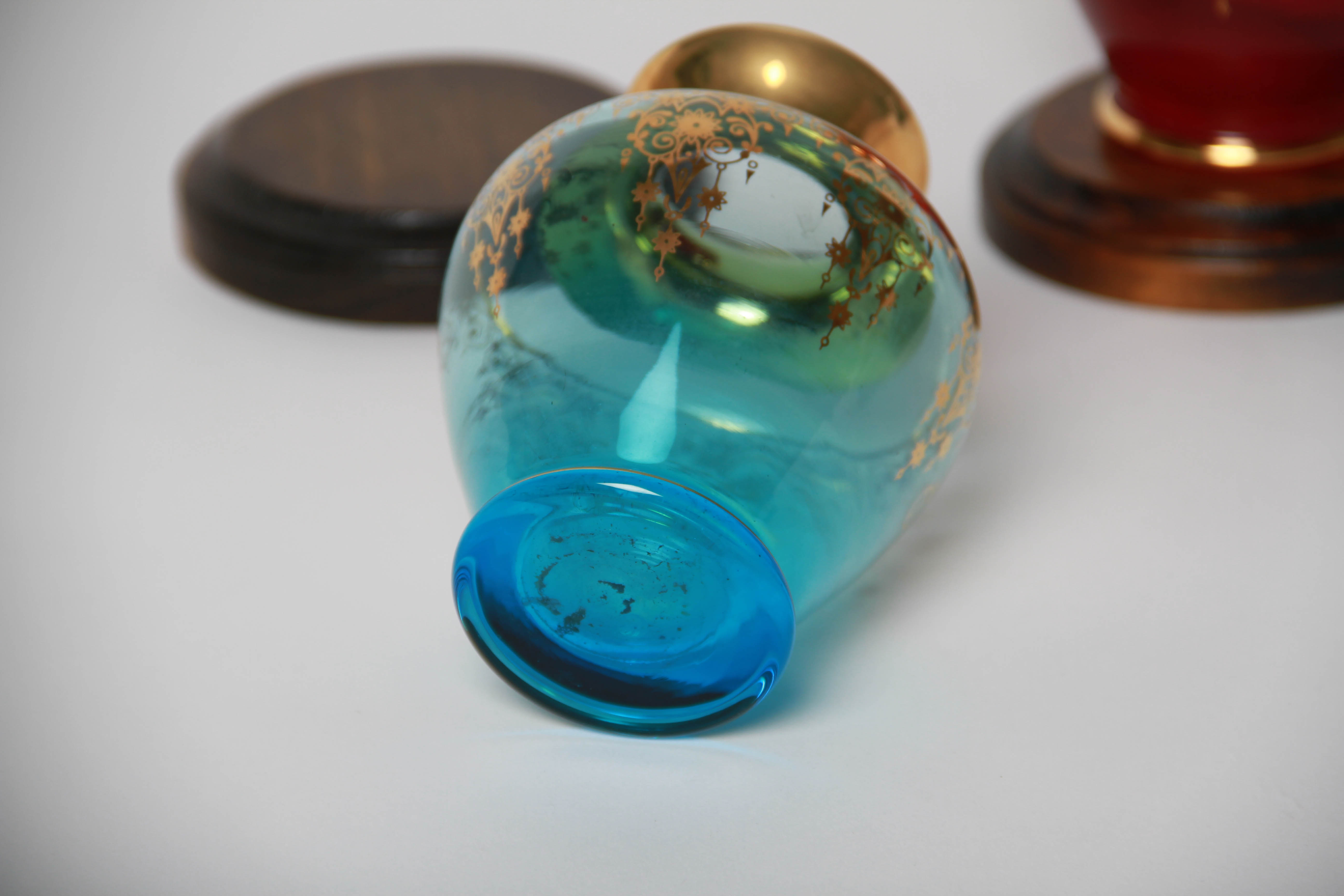 Glass Vases with Gold Tone Accents