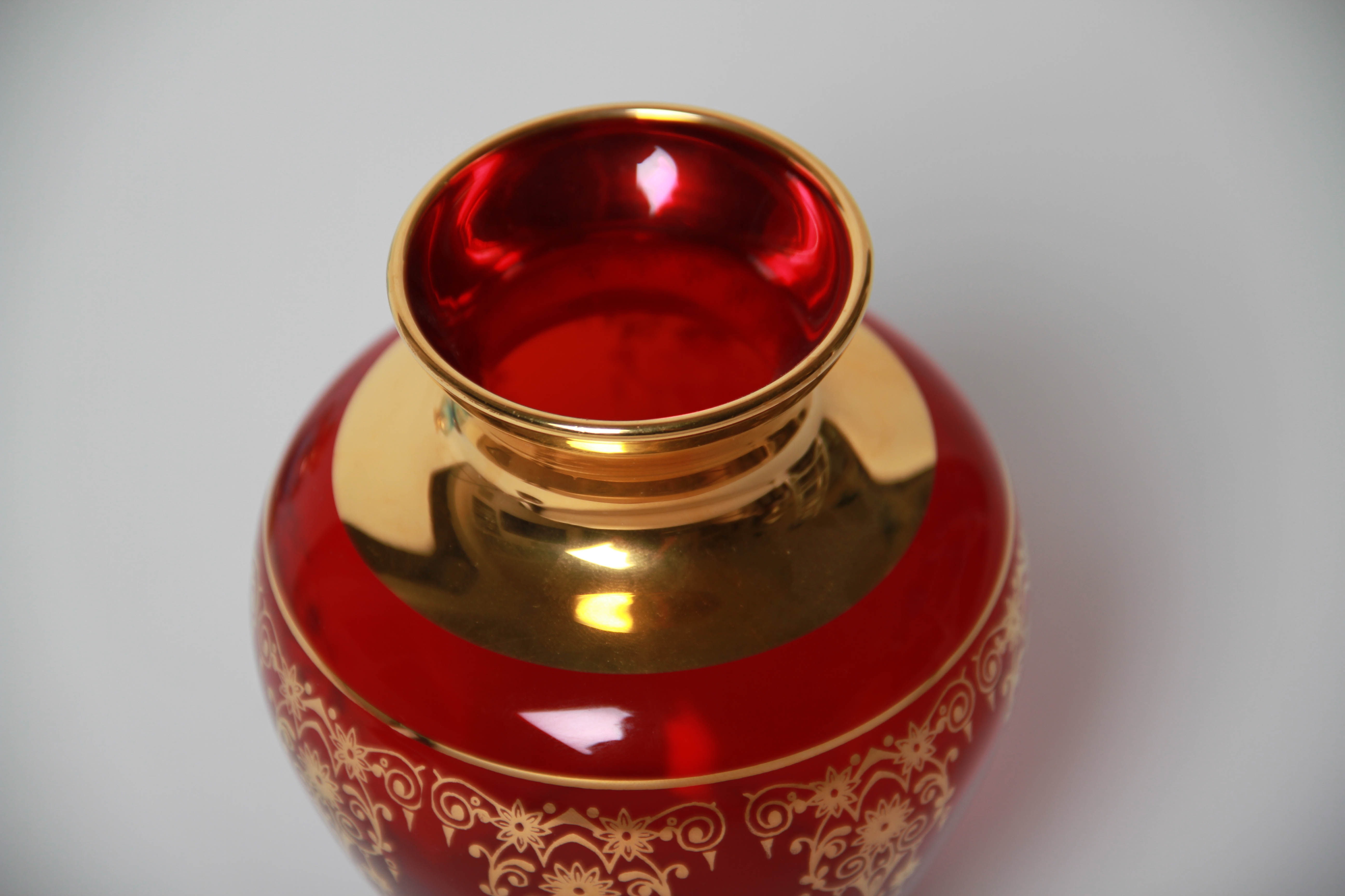 Glass Vases with Gold Tone Accents