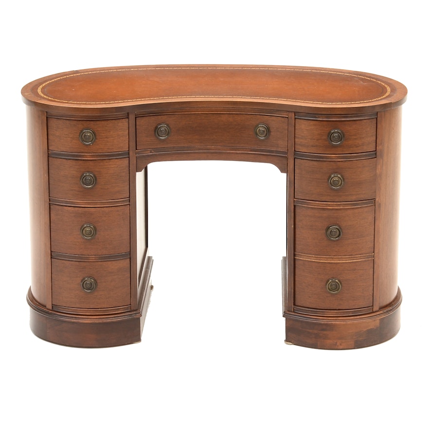 Vintage Kidney Shaped Desk with Leather Top