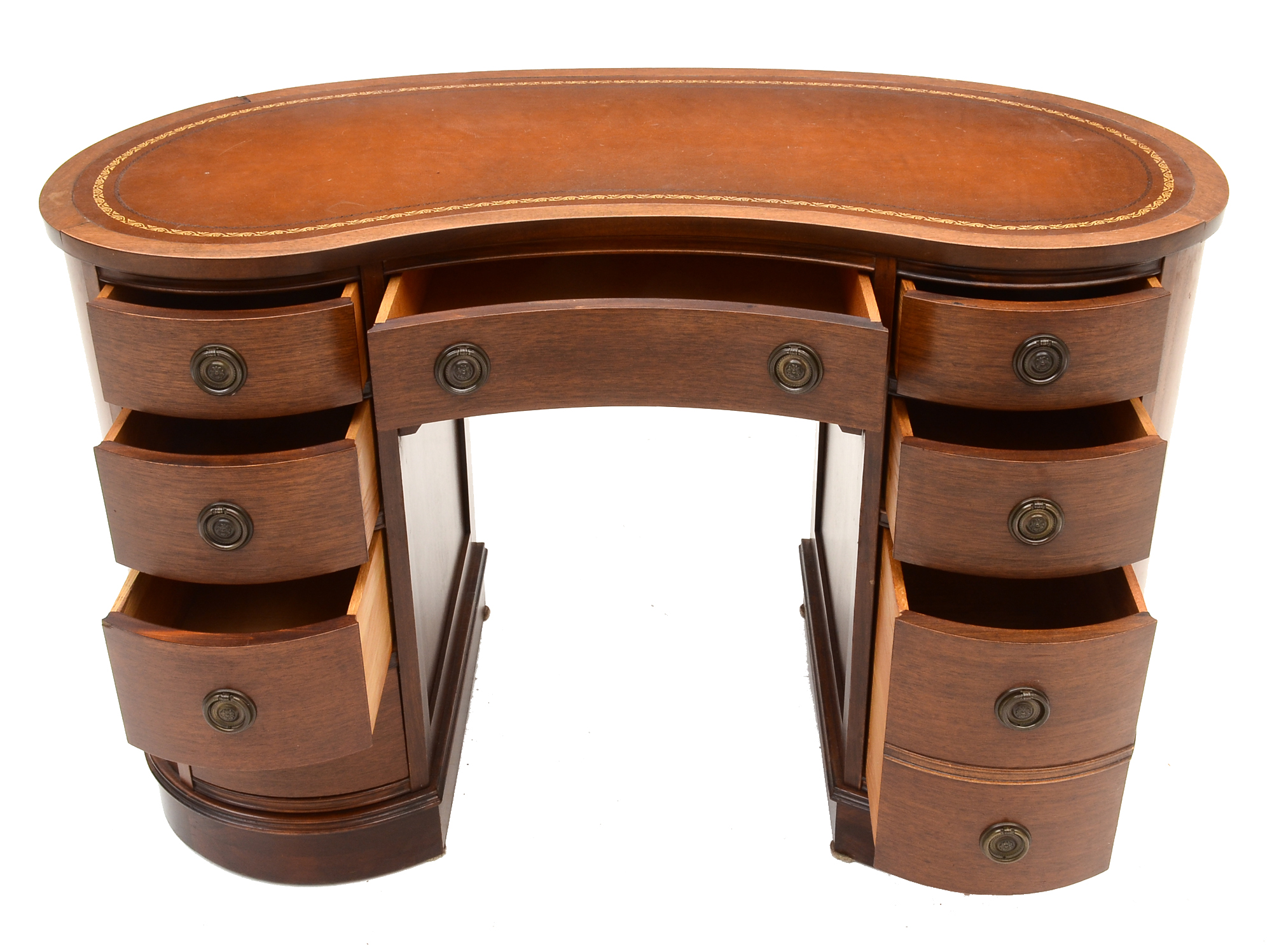 Vintage Kidney Shaped Desk with Leather Top