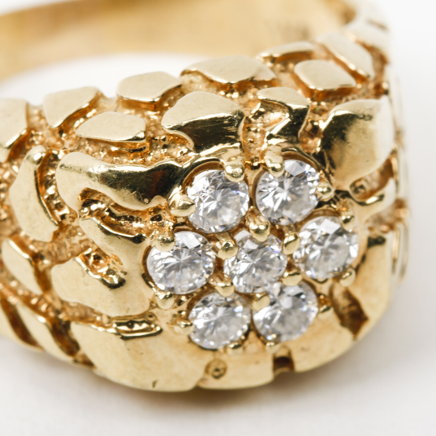 Men's 14K Yellow Gold and Diamond Cluster Ring