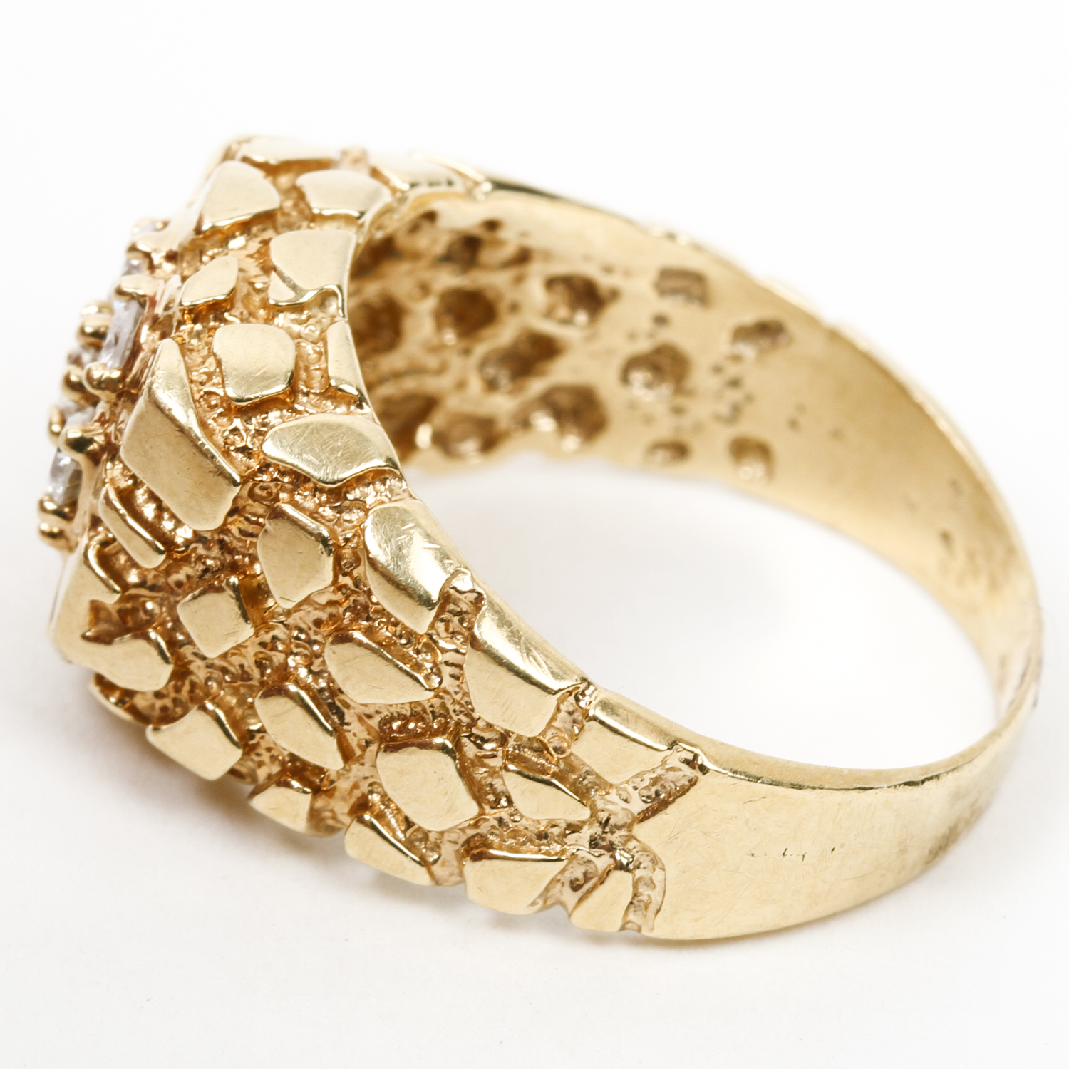 Men's 14K Yellow Gold and Diamond Cluster Ring
