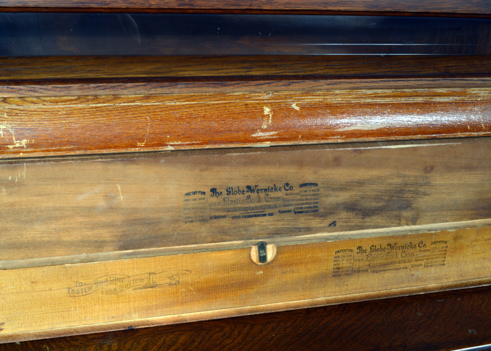 Antique Oak Barrister Bookcase Over Filing Cabinet by Globe-Wernicke Co.