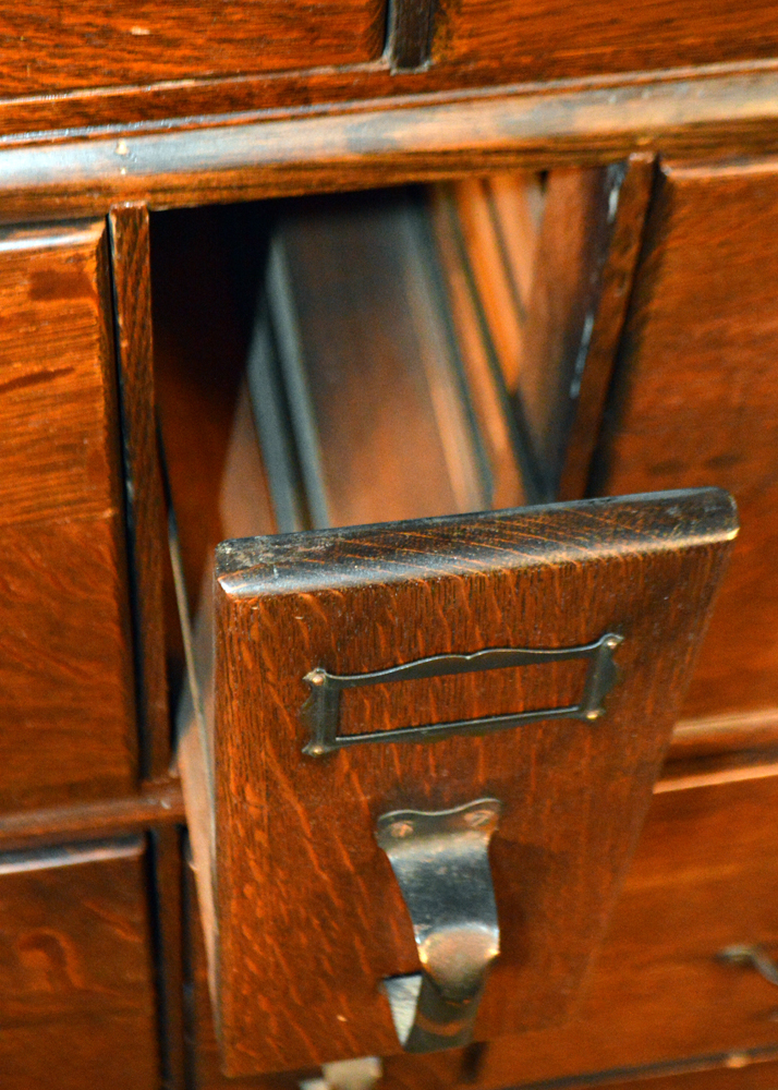 Antique Oak Barrister Bookcase Over Filing Cabinet by Globe-Wernicke Co.