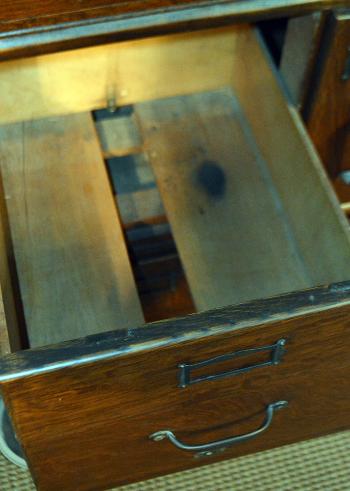 Antique Oak Barrister Bookcase Over Filing Cabinet by Globe-Wernicke Co.