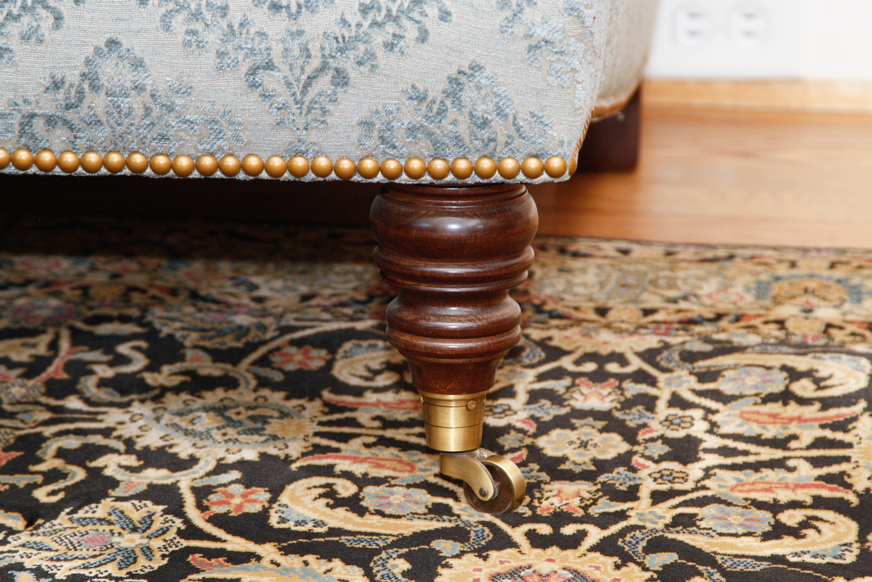 Blue Damask Upholstered Club Chair