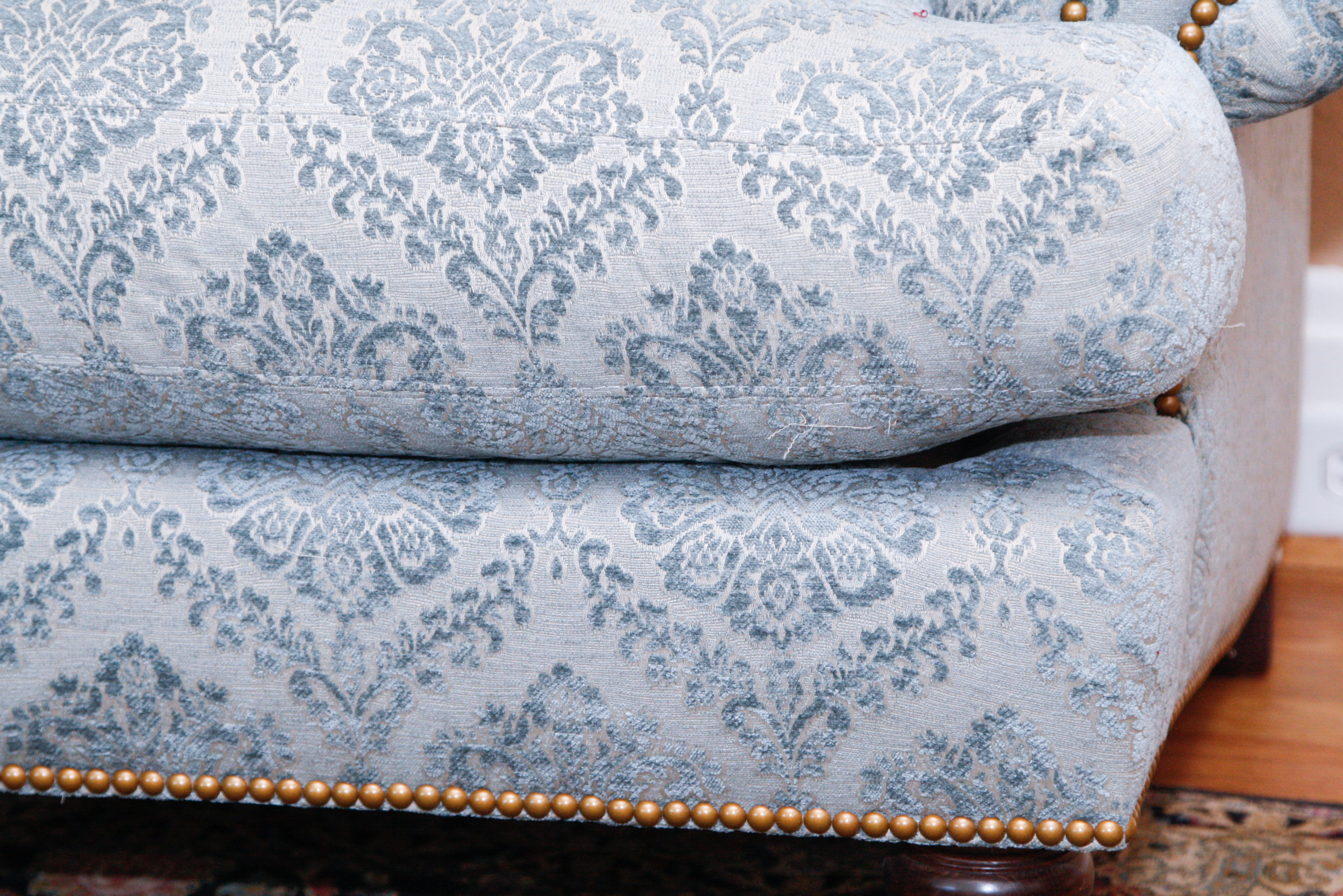 Blue Damask Upholstered Club Chair