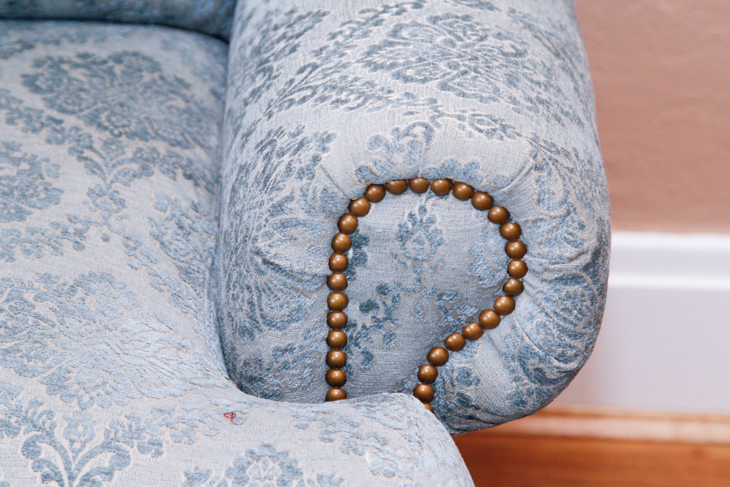 Blue Damask Upholstered Club Chair