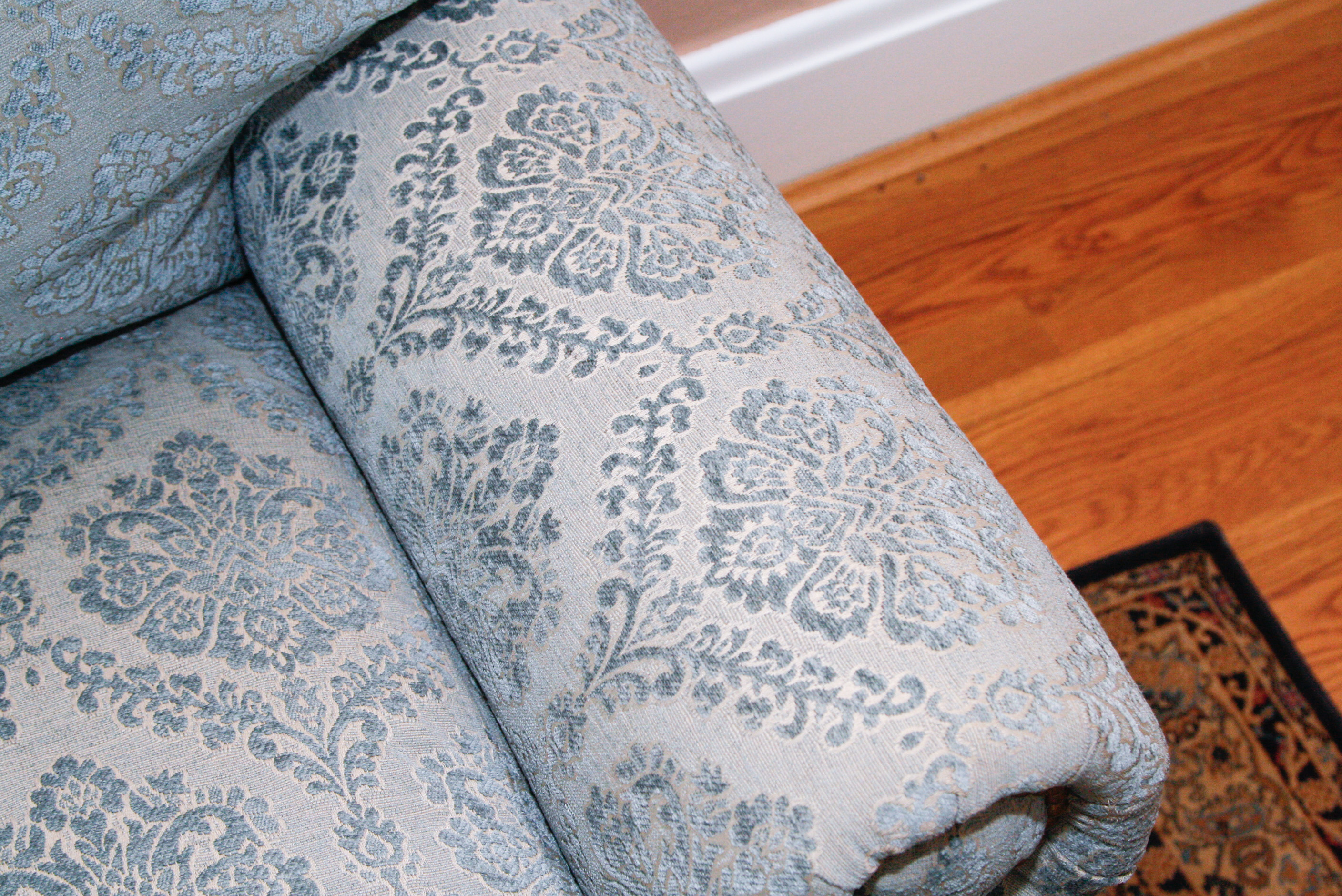 Blue Damask Upholstered Club Chair