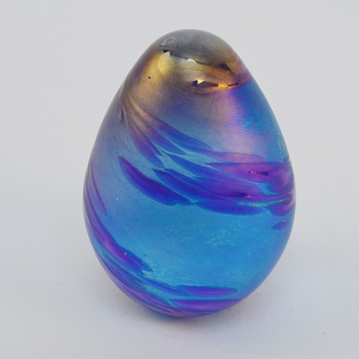 Blown Glass Ovoid Paperweight Signed OBG