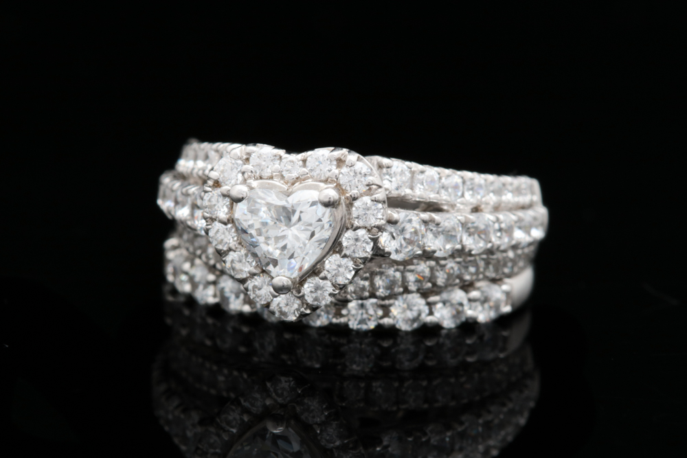 Sterling Silver and CZ Bridal Set