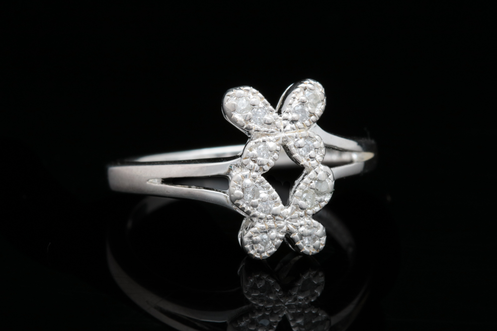 Sterling Silver and Diamond Butterfly Ring