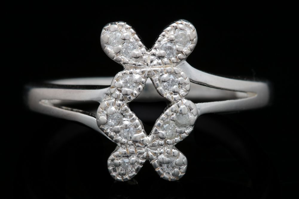 Sterling Silver and Diamond Butterfly Ring