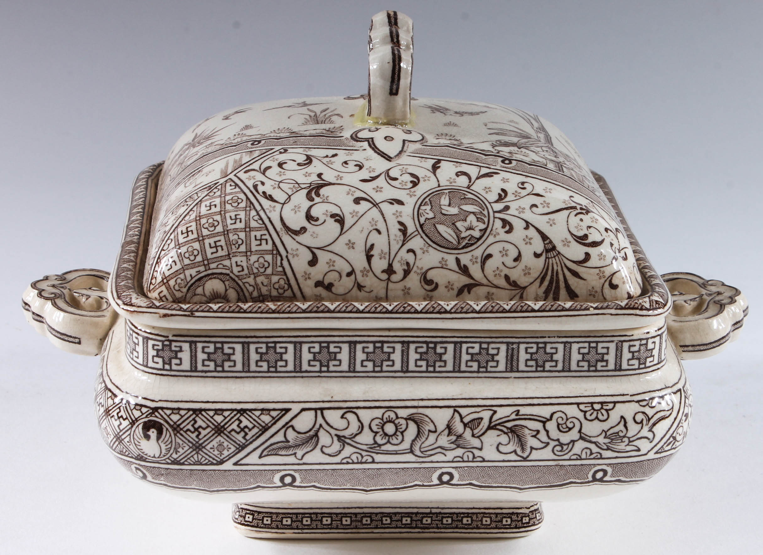 Antique Brown and White English Aesthetic Movement Transferware