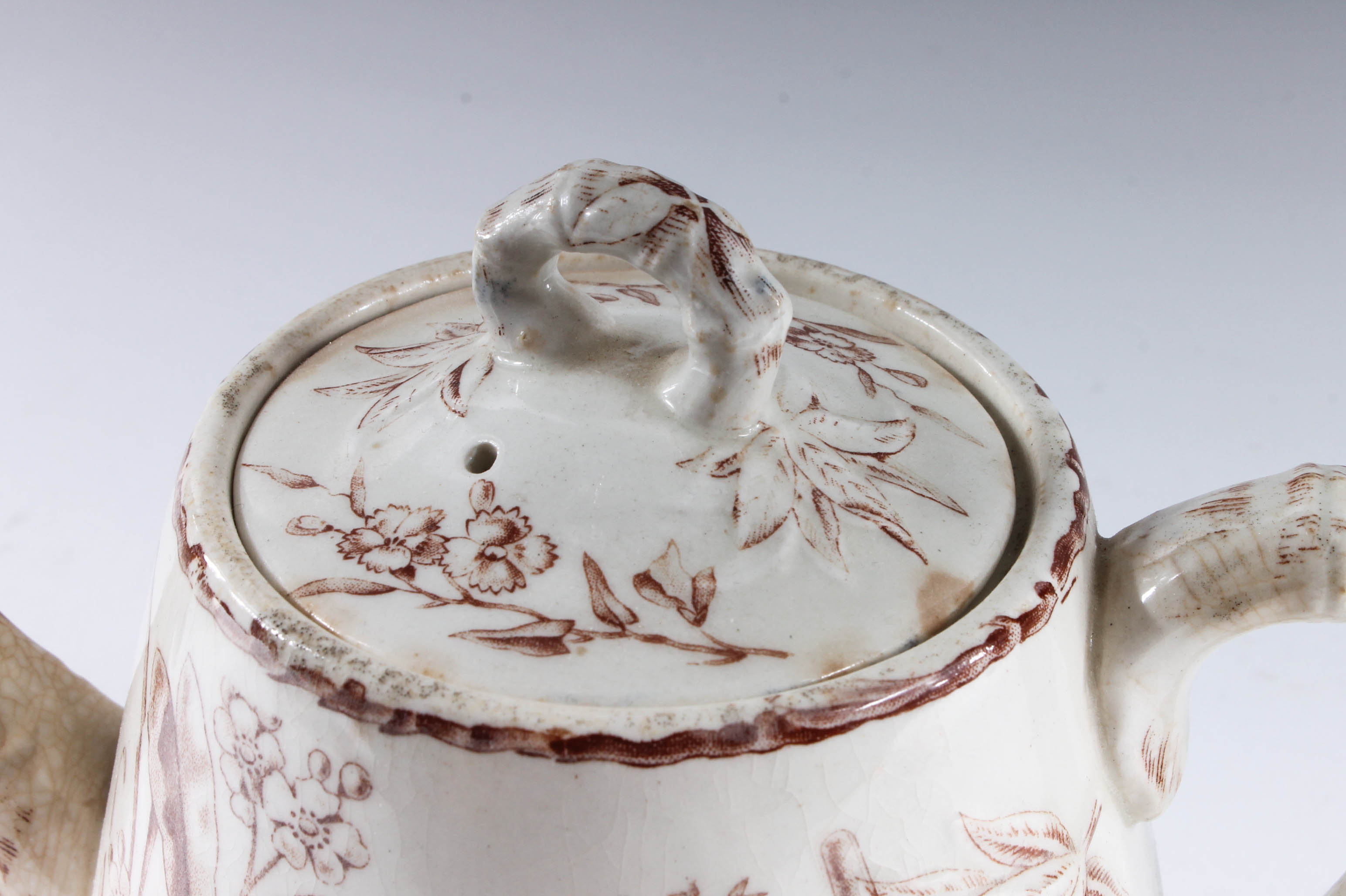 Antique Brown and White English Aesthetic Movement Transferware