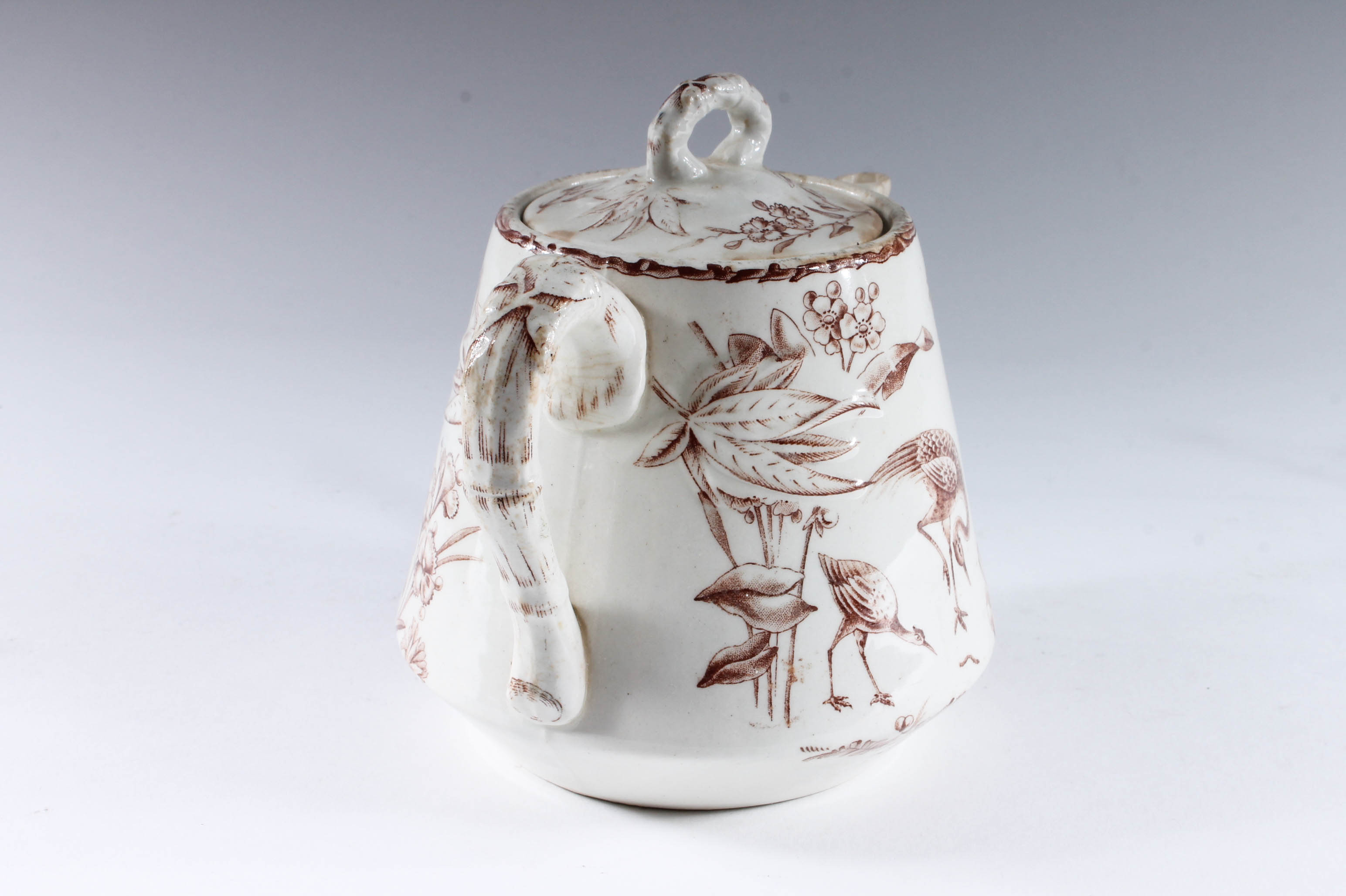 Antique Brown and White English Aesthetic Movement Transferware