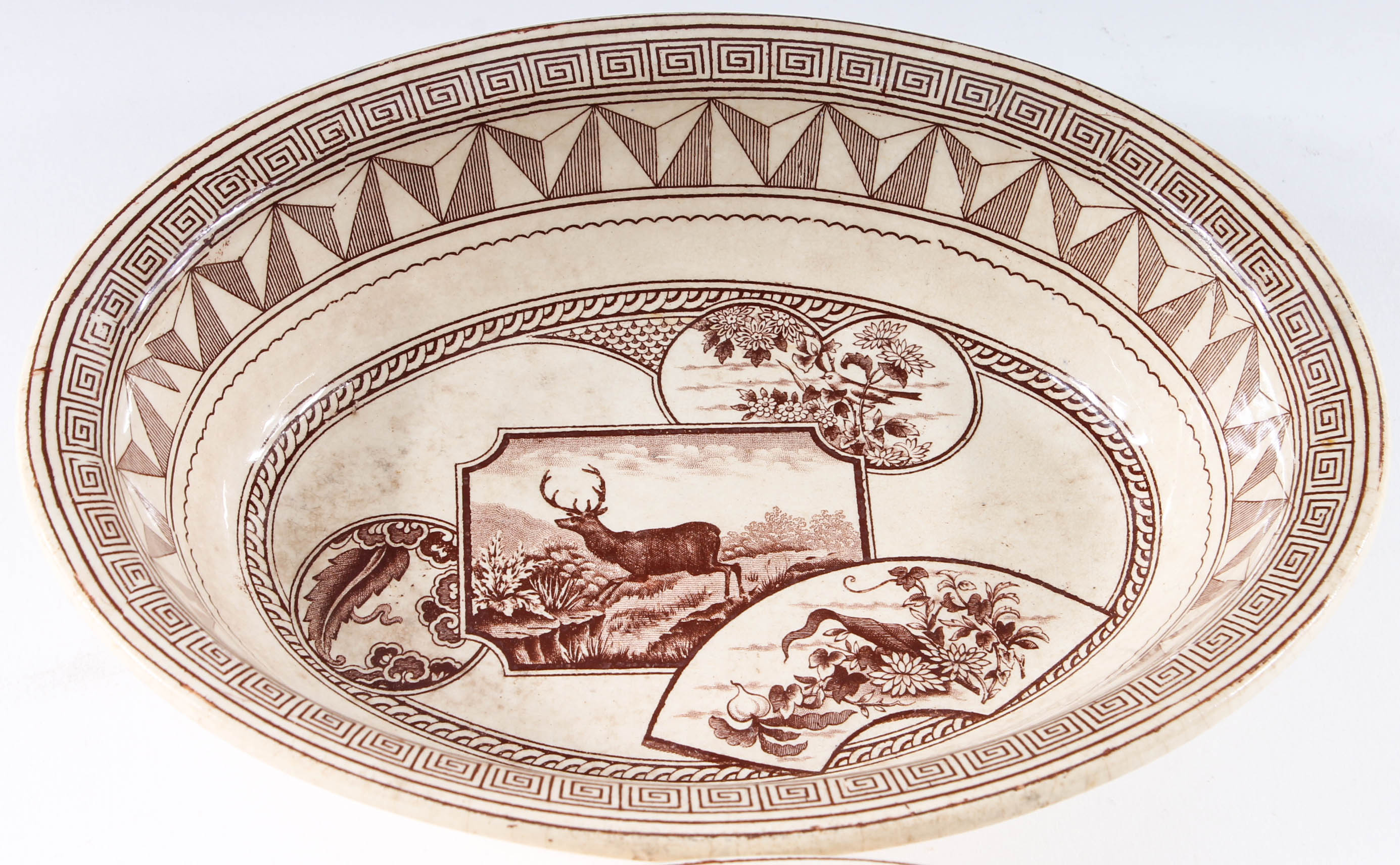 Antique Brown and White English Aesthetic Movement Transferware