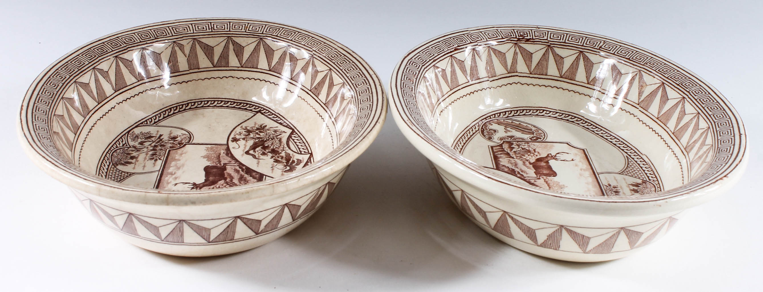 Antique Brown and White English Aesthetic Movement Transferware