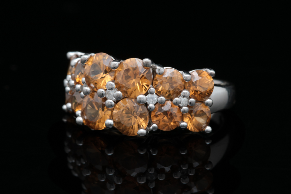 Sterling Silver and Orange Zircon Ring