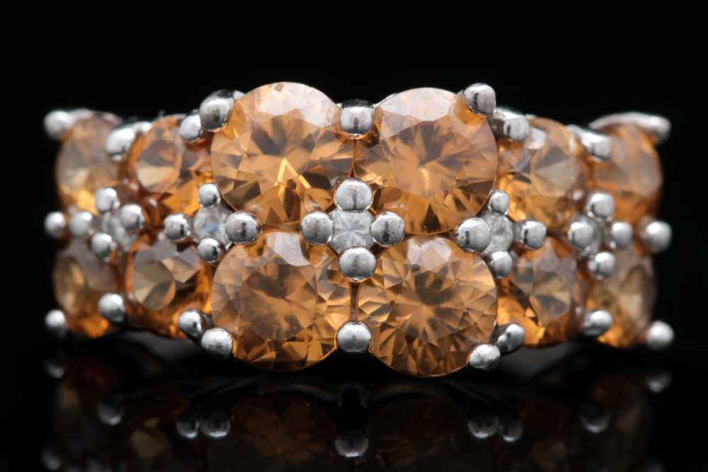 Sterling Silver and Orange Zircon Ring