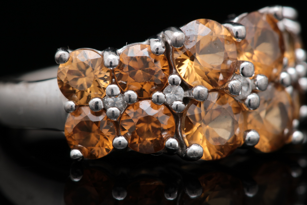 Sterling Silver and Orange Zircon Ring