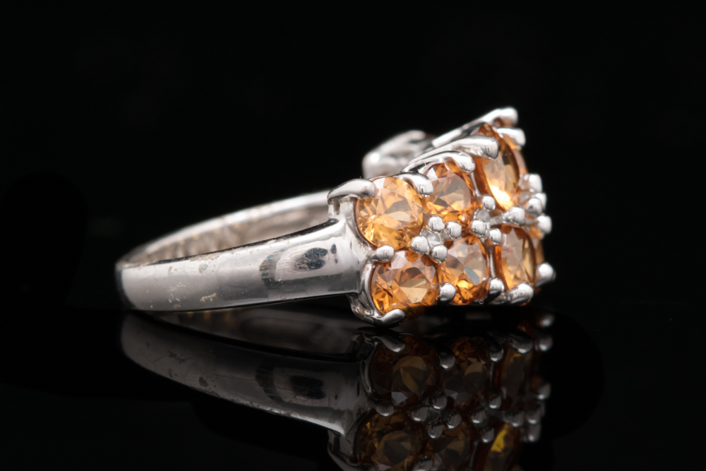 Sterling Silver and Orange Zircon Ring