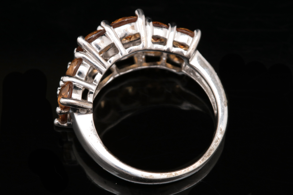 Sterling Silver and Orange Zircon Ring