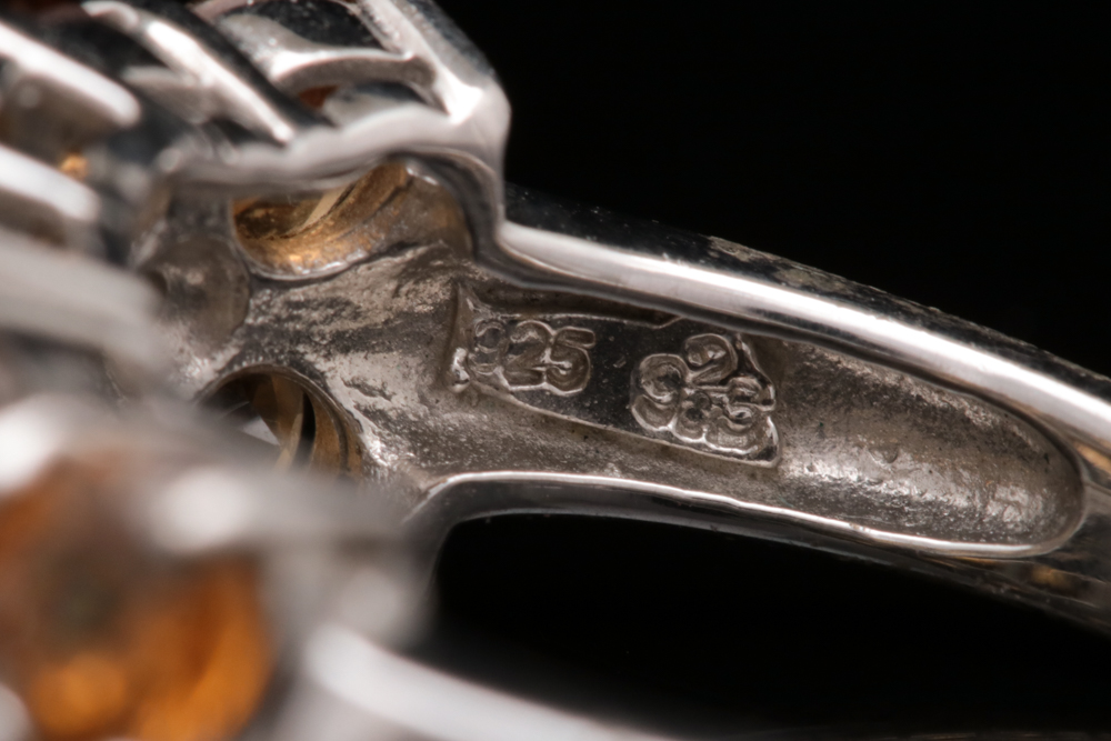 Sterling Silver and Orange Zircon Ring