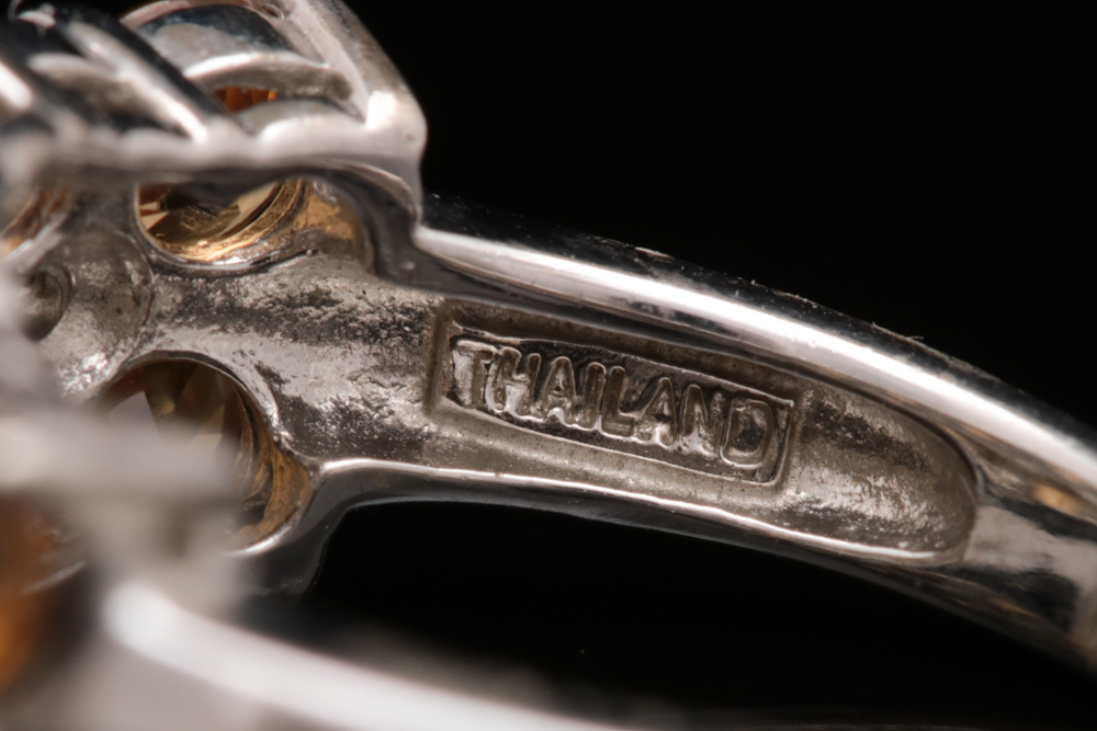 Sterling Silver and Orange Zircon Ring