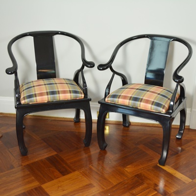 Two Asian Inspired Armchairs