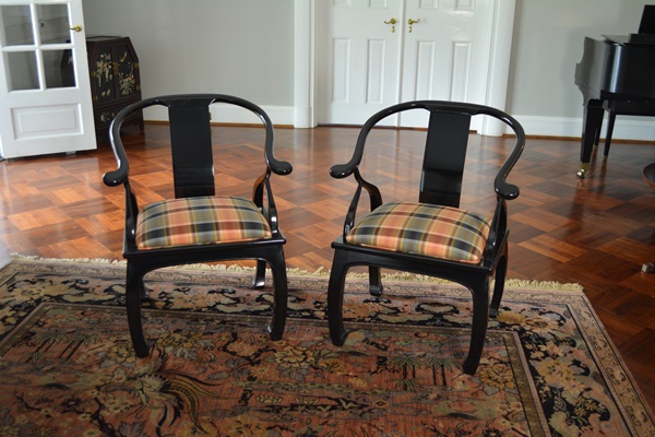Two Asian Inspired Armchairs