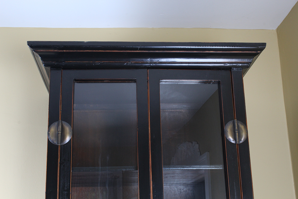 Asian Style Tall Black Lacquer Cabinet