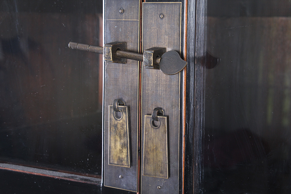 Asian Style Tall Black Lacquer Cabinet