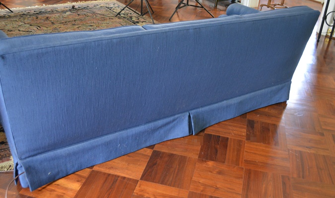 Blue Upholstered Three Seat Sofa