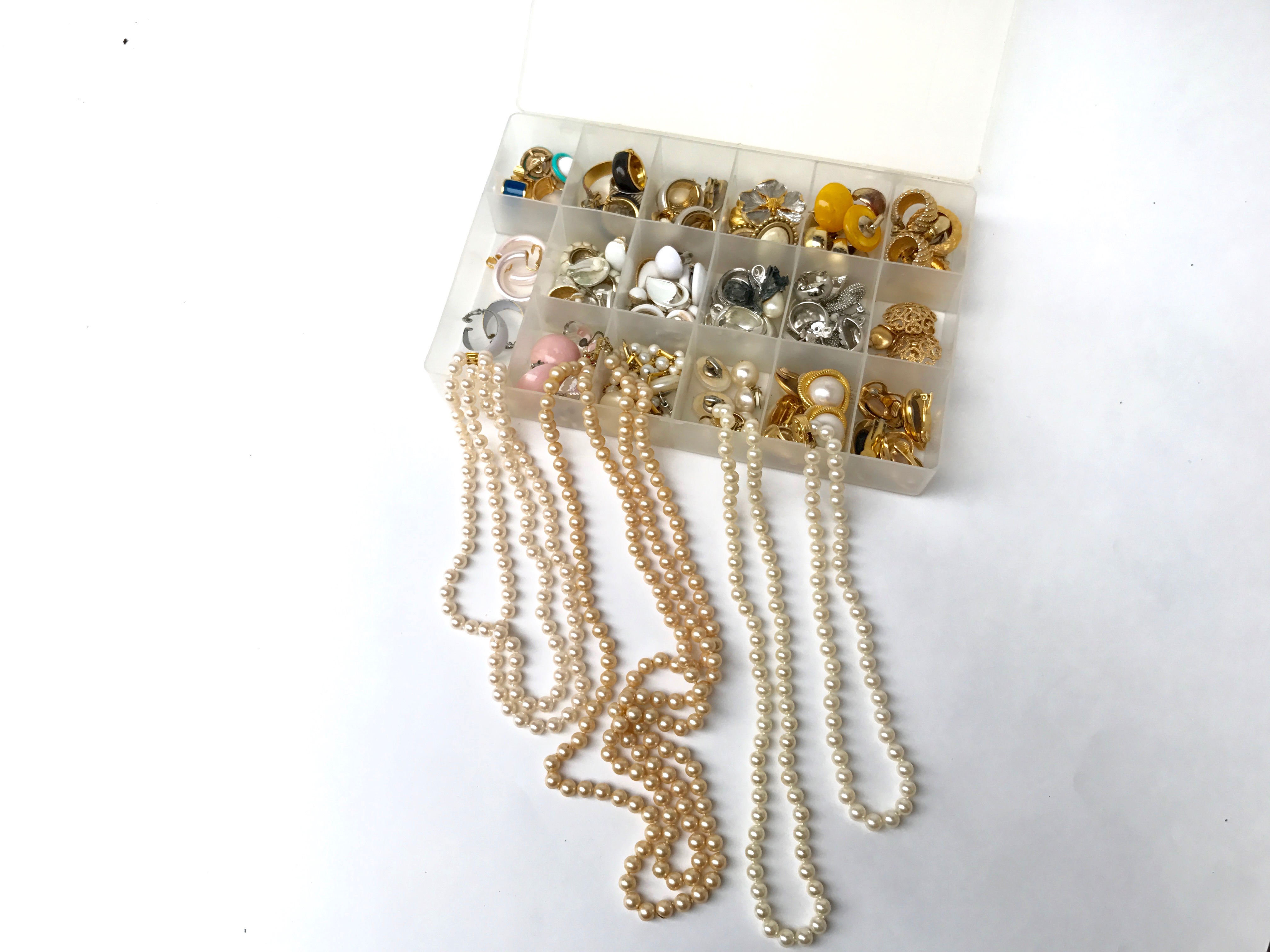 Vintage Selection of Fashion Earrings and Faux Pearl Necklaces