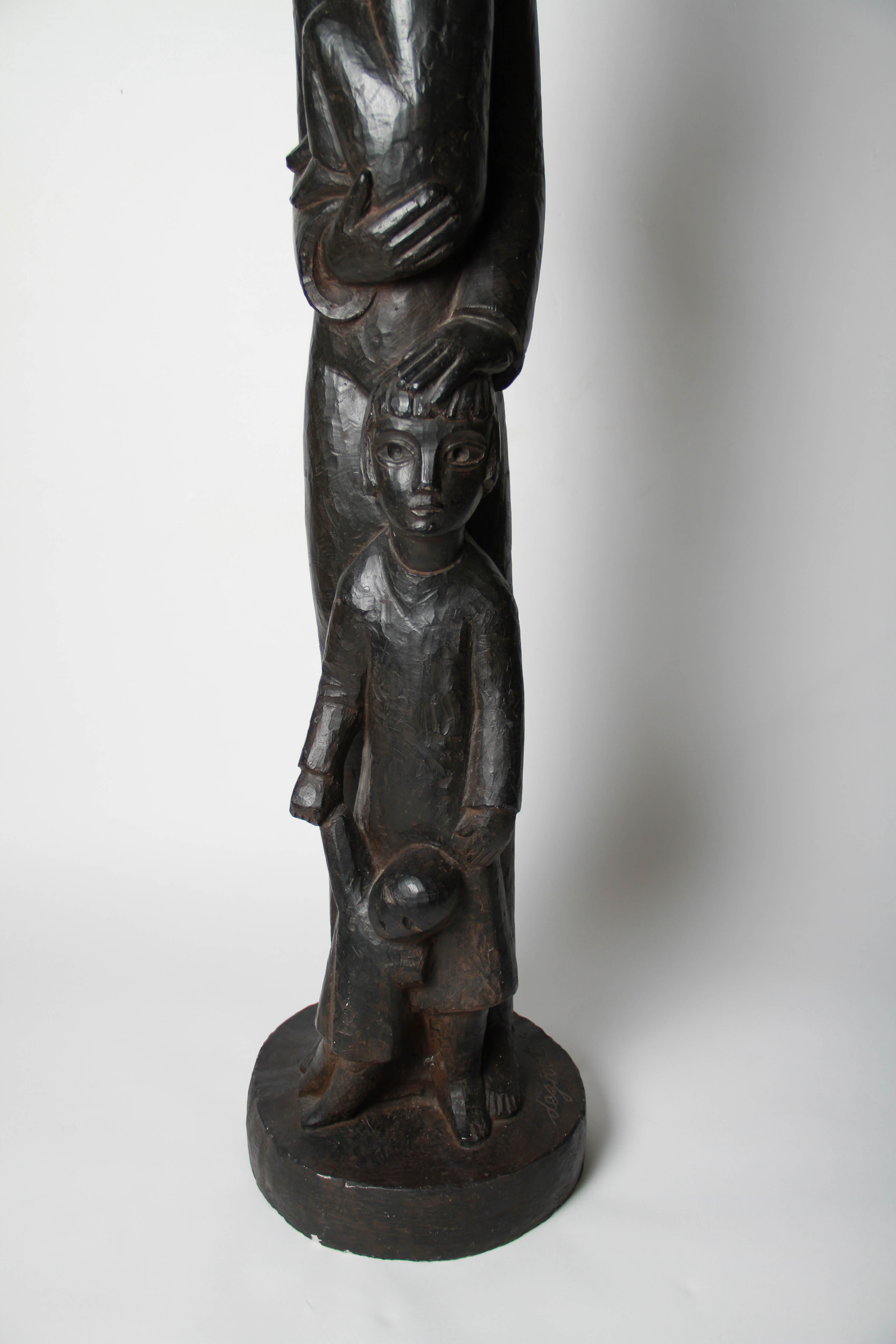 Plaster Reproduction Sculpture After Willem Degroot of Mother and Three Children