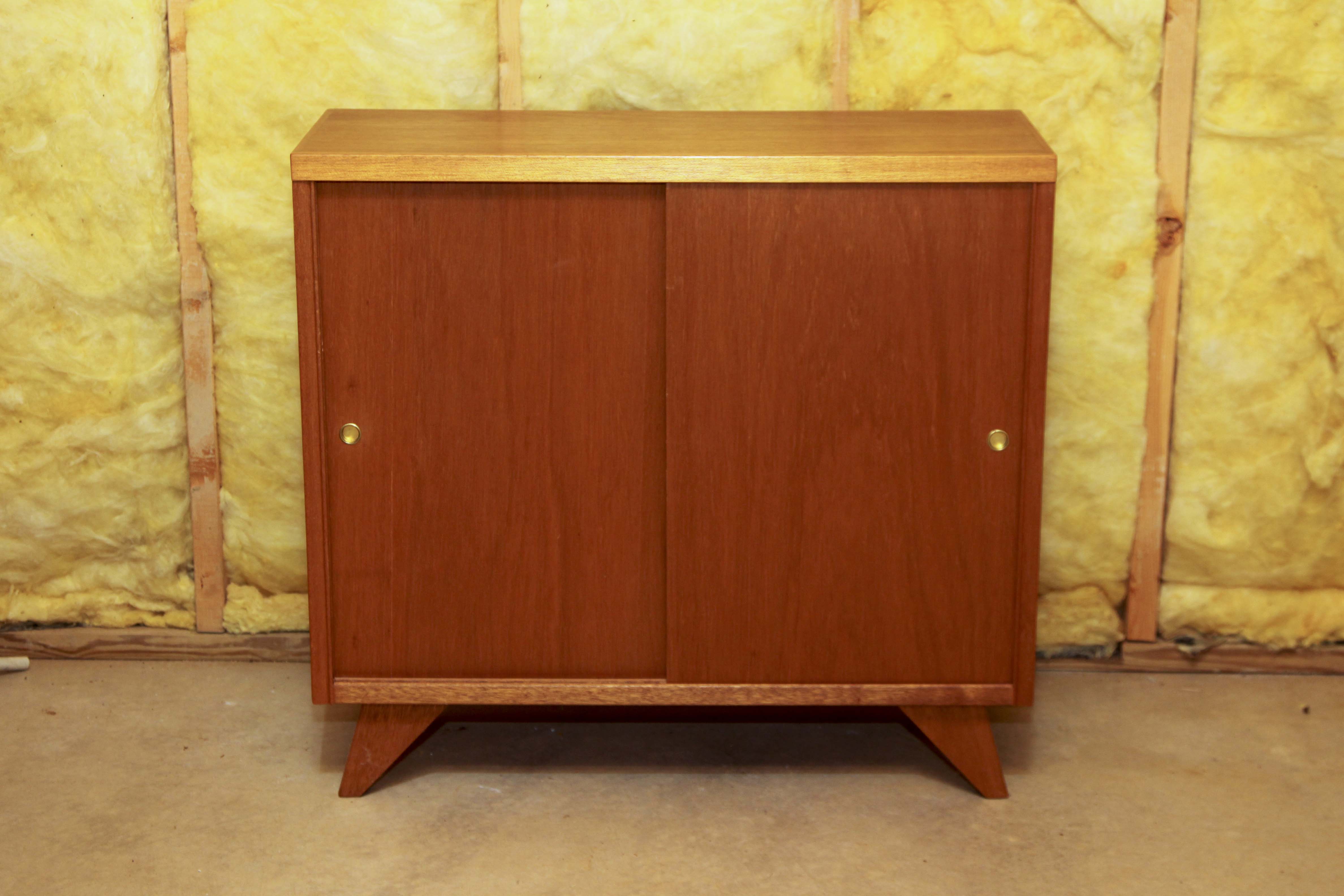 Mid Century Modern Cabinet With Sliding Door Front