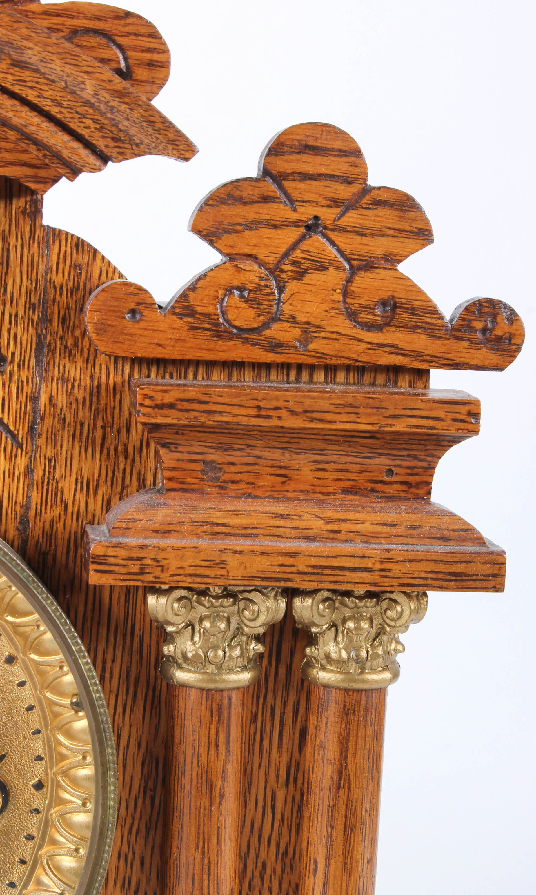 Antique E. Ingraham Tiger Oak Mantel Clock