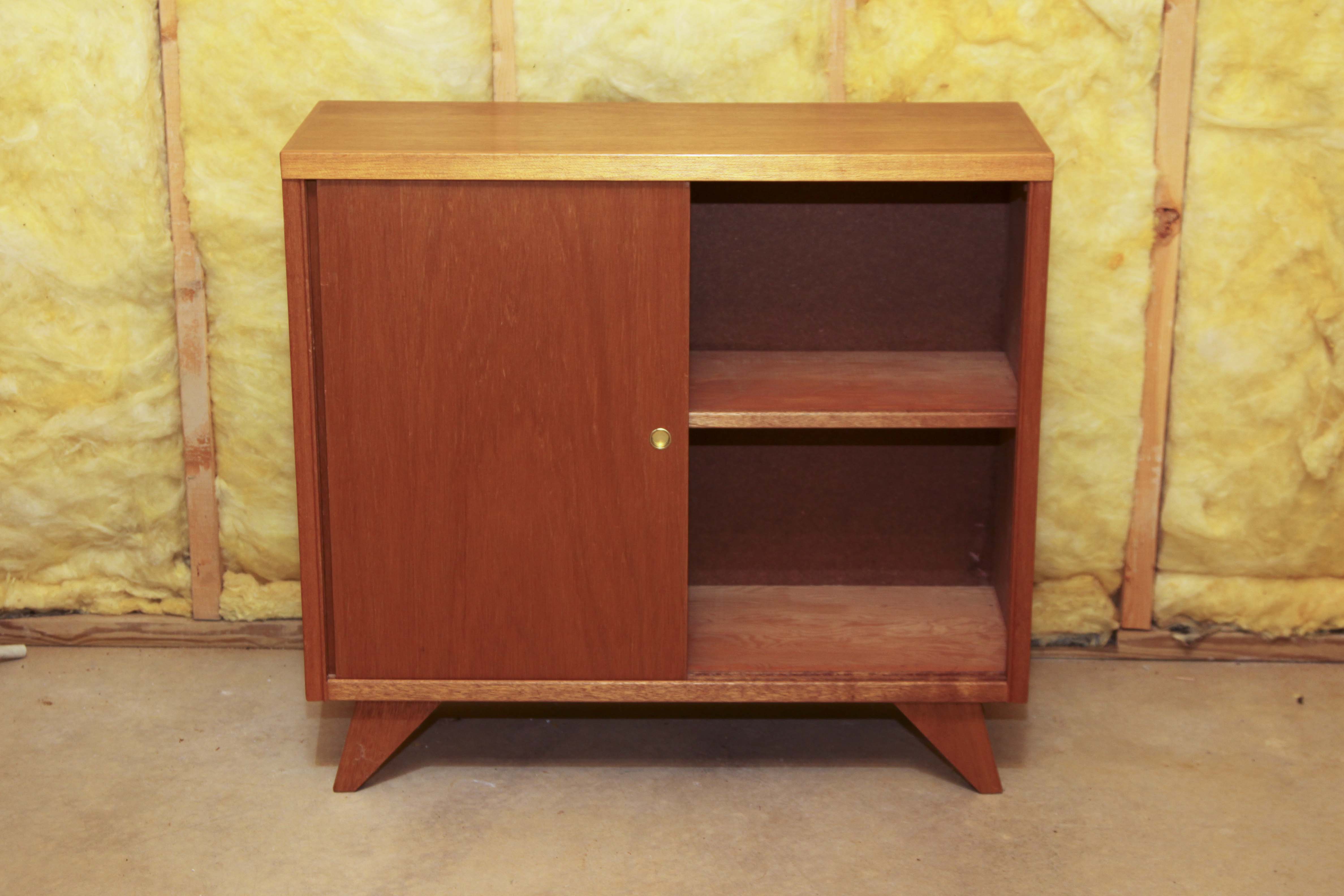 Mid Century Modern Cabinet With Sliding Door Front