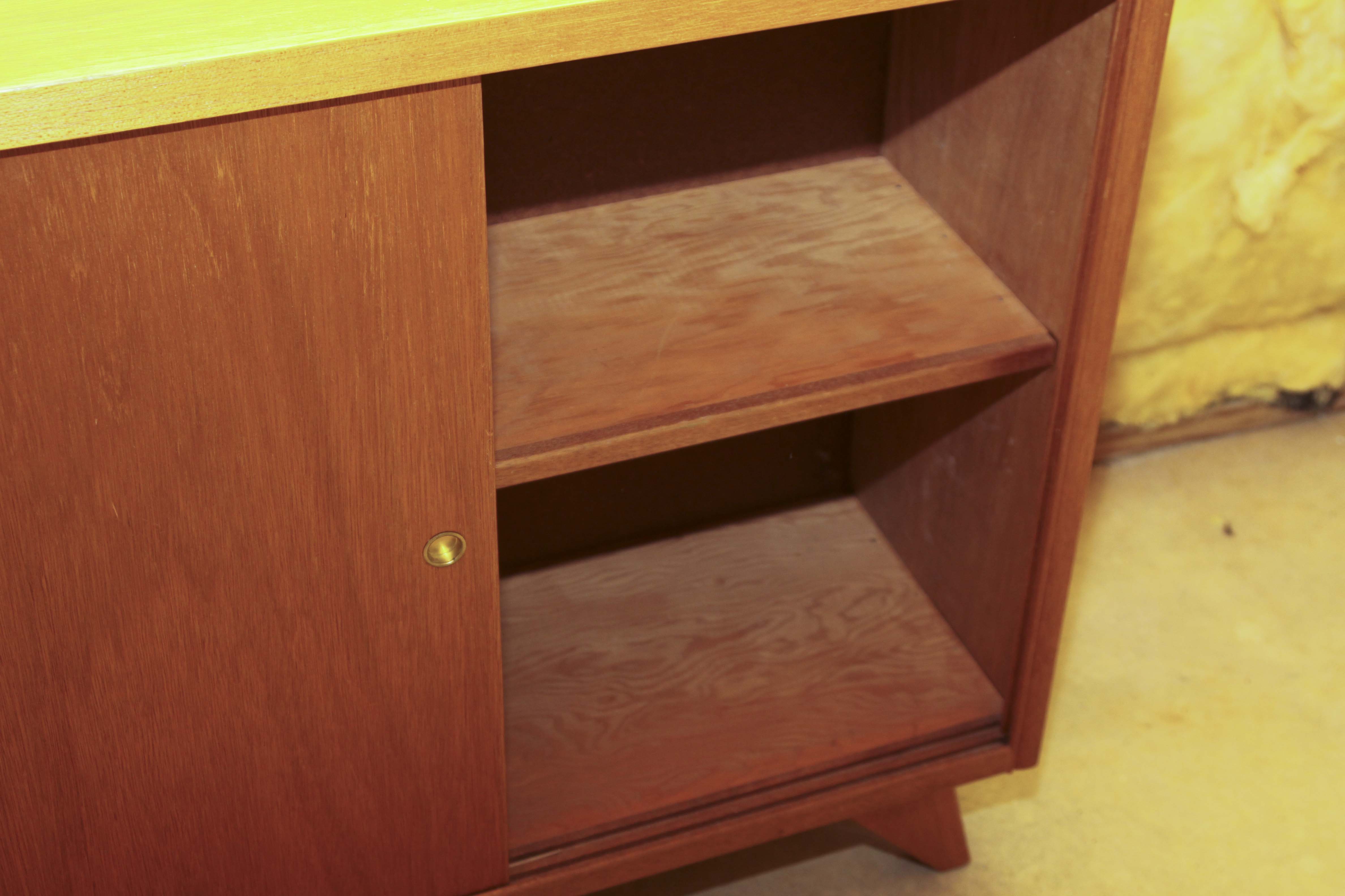 Mid Century Modern Cabinet With Sliding Door Front